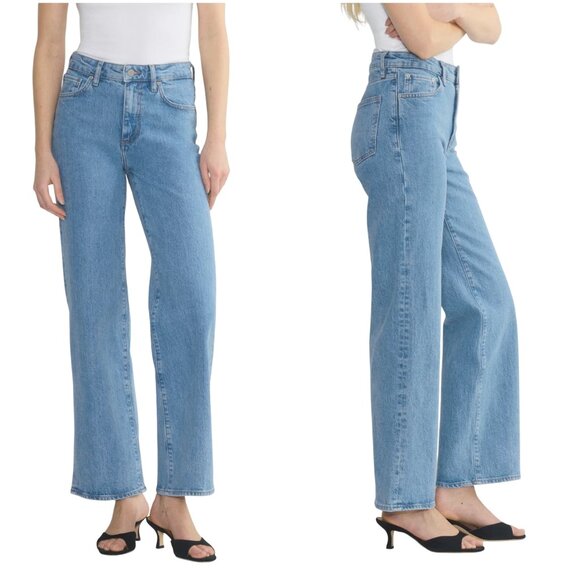 Aritzia Denim Forum Remy Hi-rise Wide Jean size 27 4 stretch light blue - Picture 1 of 8